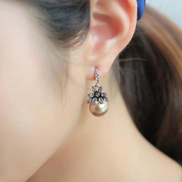 

dangle & chandelier 2021 vintage sun flower imitate pearl crystal earrings women fashion jewelry accessories, Silver