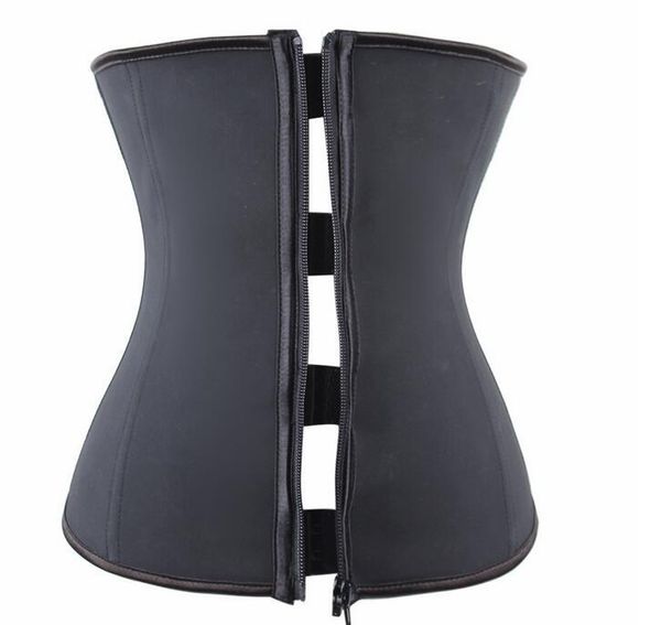 

women's shapers plus size corset latex rubber clip and zip waist trainer cincher underbust body shaper modeling strap 6xl, Black;white