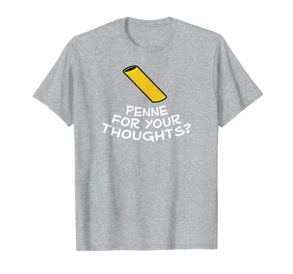 

penne for your thoughts - funny pasta noodle pun t-shirt, White;black