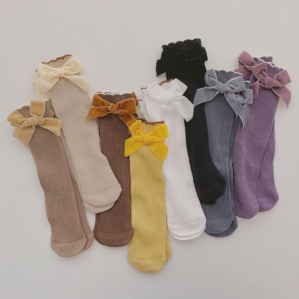 

socks children knee high with inscriptions print for girl boys kid toddlers teen baby cute funny kawaii anime bow tube long sock, Pink;yellow