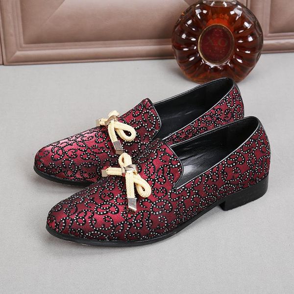 

dress shoes 2021 spring smoking slipper wedding formal italian men with knot fashion party banquet loafers oxfords, Black