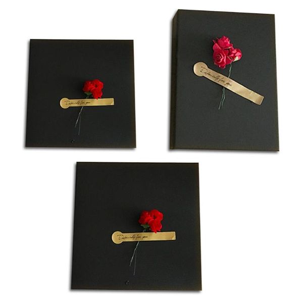 

gift wrap black kraft paper box with roses simple design present container lid multipurpose for christmas graduations birthdays