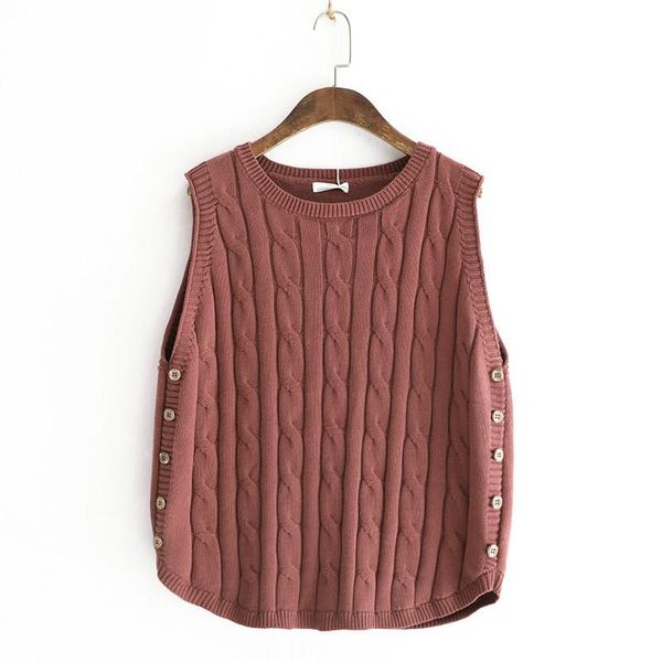 

women's vests simple retro brown knit vest vintage sweet female twist women pullover winter girls sleeveless knitwear waistcoat, Black;white
