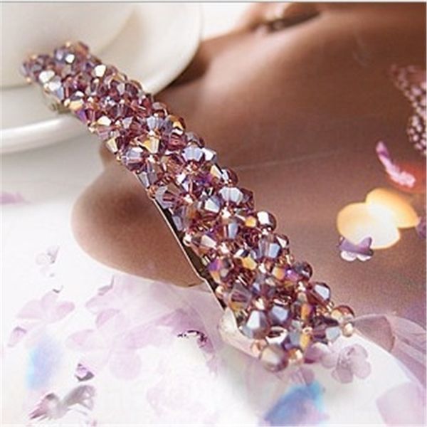 

2ecr flash drill hairpinfour row fishlinebraided barrettes edge one clips word spring clip jewelry korean flash drill hairpinfour crystal r, Golden;silver