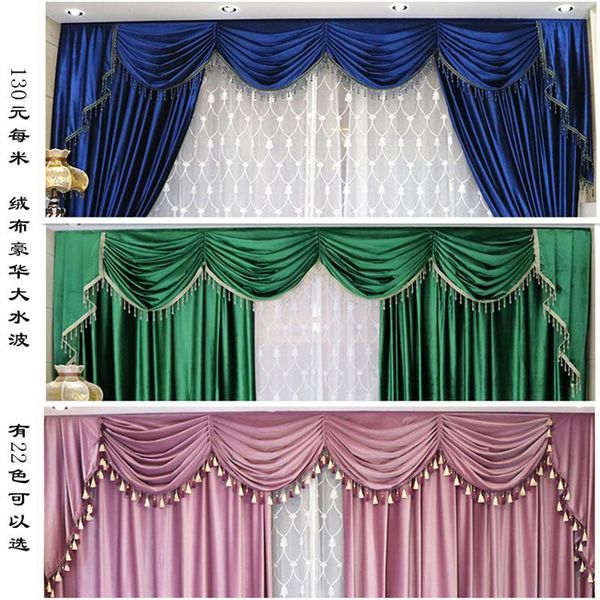 

curtain & drapes premium blue italian velvet curtains valance shade for living room bedroom bay window custom