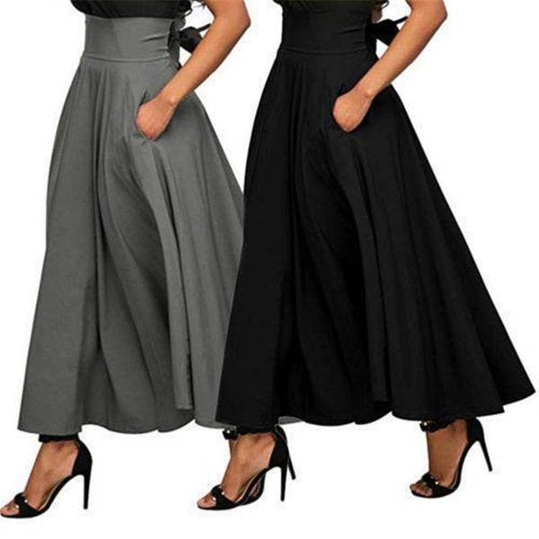 

skirts women 2021 black long skirt woman high waist elegant colorful casual retro cotton a line evening female