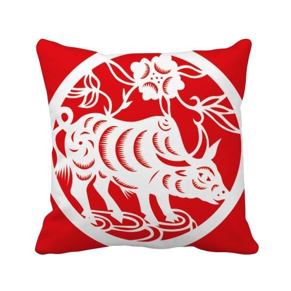 

pillow paper-cut ox animal china zodiac art throw square cover