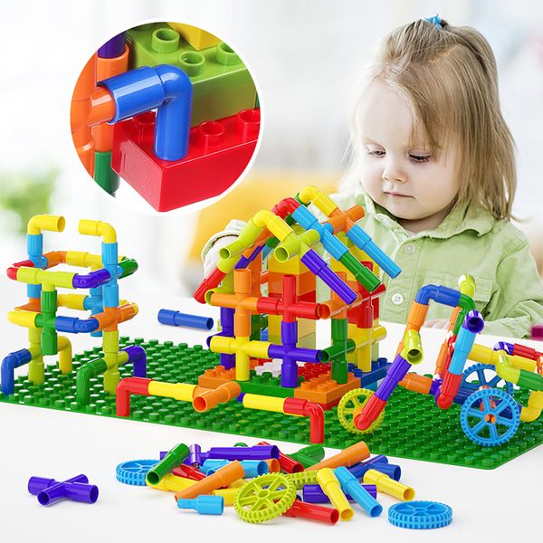 

480PCS Montessori Water Pipe Tube Building Blocks Toy Enlightening Pipeline Constructor Brick STEM Designer Toys for Children