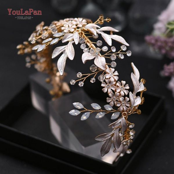 

hair clips & barrettes youlapan hp278 wedding accessories crystal headband tiara rhinestone headpiece vine alloy leaf women jewelry, Golden;silver