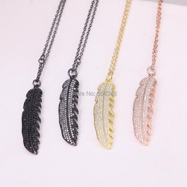

pendant necklaces 10 strands zyunz micro pave cz necklace jewelry four colors exquisite banana leaves lady, Silver