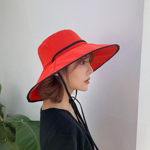 

wide brim hats anti-uv sun hat women vacation summer foldable bucket large korean beach fishing hunting panama visor, Blue;gray