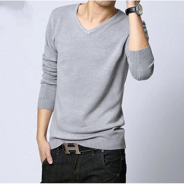 

men's sweaters v-neck knitted sweater, men's long sleeved tight casual sweater, White;black