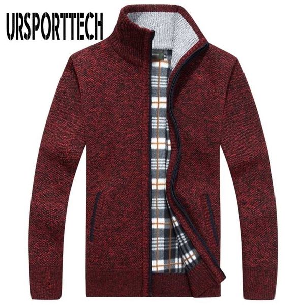 

ursporttech knitted mens sweater cardigan coat casual faux fur wool sweater jackets men knitting sweater plus size warm cardigan 211008, White;black