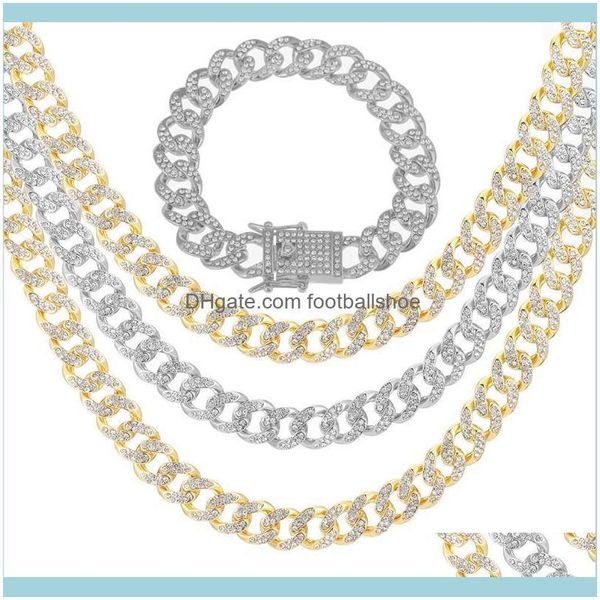 

necklaces & pendants jewelry12mm miami cuban chain necklace with spring clasp full iced cubic zirconia yellow gold color hip hop fashion jew, Silver