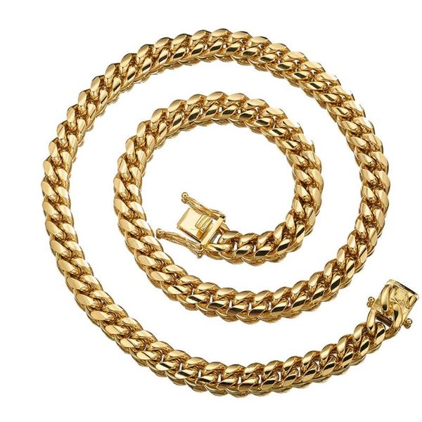 

10mm gold cuban curb link chain stainless steel dragon claw buckle men's women's necklace or bracelet jewelry 7-40" chains, Silver