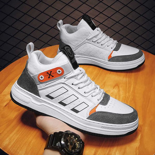 

korean genuine leather men's sho autumn and winter youth leisure leather sports board fashion versatile zhongbang
