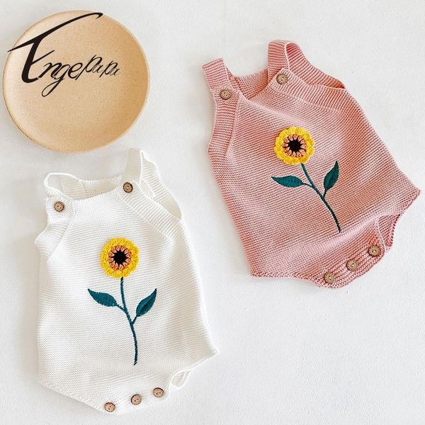 

jumpsuits engepapa lovely flower embroidery knitting sleeveless bodysuits spring autumn toddler baby girl jumpsuit, Blue