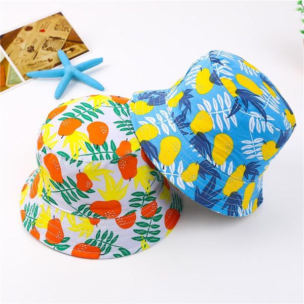 

caps & hats cartoon pear printed baby hat bucket cap autumn spring kids cotton casual children sun girls girl boy visor panama, Yellow