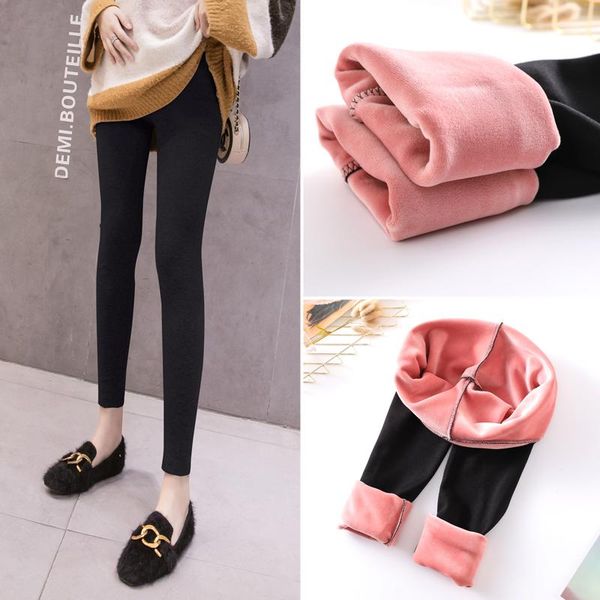 

winter leggings women maternity clothes thickened velvet pregnant pants trousers pregnancy warm care legs bottoms, White