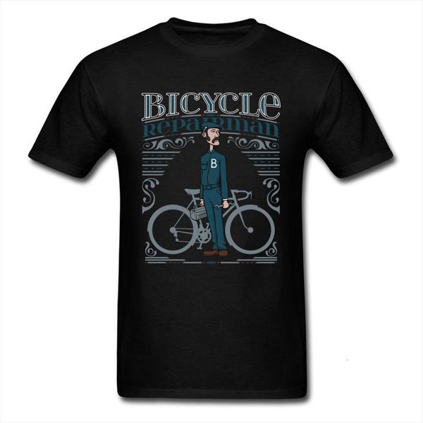 

bicycle repairman retro black men t shirts letter printed clothes biker rider tees cotton plus size, White;black