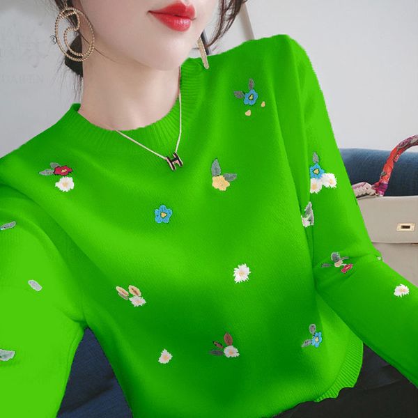 

women's sweaters little did ju-ju embroidery spring sweater, round turtleneck sweater and fresh female coat wwgl, White;black