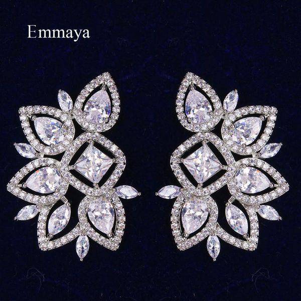 

emmaya fashion fascinating design geometry shape for women elegant earring with zirconia modern jewelry wedding party stud, Golden;silver