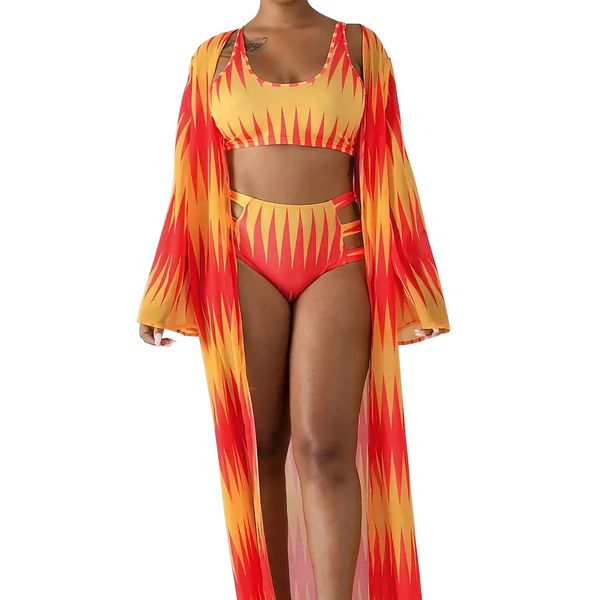 

women's panties swimwear piece sets swimsuits beach chiffon long tie dye printed clock coat crop and women summer three, White;black