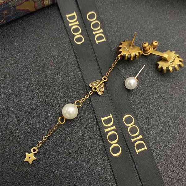 

75% off outlet online family letter pearl long five pointed star earrings fashion trend new earrings brass material y9jp, Golden