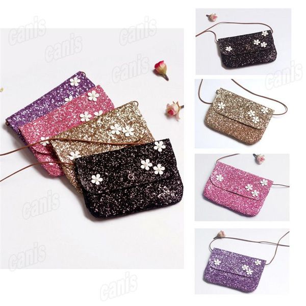 

purse fashion casual glitter sparkling sequins crossbody bag coin wallet gift for baby girl  lovely 4 colors, White