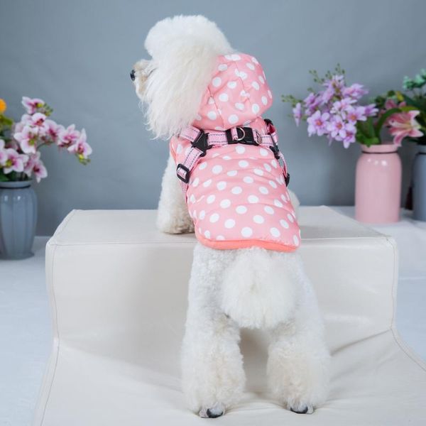 

dog apparel pet autumn winter waterproof skiing costume warm coat with chest strap for leash sleeveless cotton padded vest clothes #