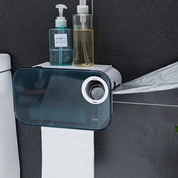 

tissue boxes & napkins 3 in 1 no drilling wall hanging box holder with rotate transparent cover home bathroom storage easy to install