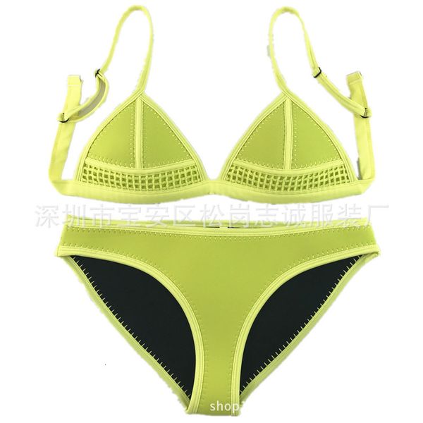 

swimsuit women's split triangle solid bikini, White;black