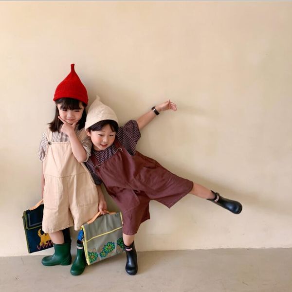 

jumpsuits 2021 wholesale girls boys overalls summer cotton fashion kids pants 1-6 years yu213, Blue