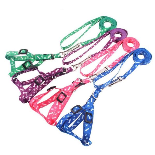 

dog collars & leashes simple nylon pet harnesses comfortable and convenient printing straps for small puppy cats supplies(random color