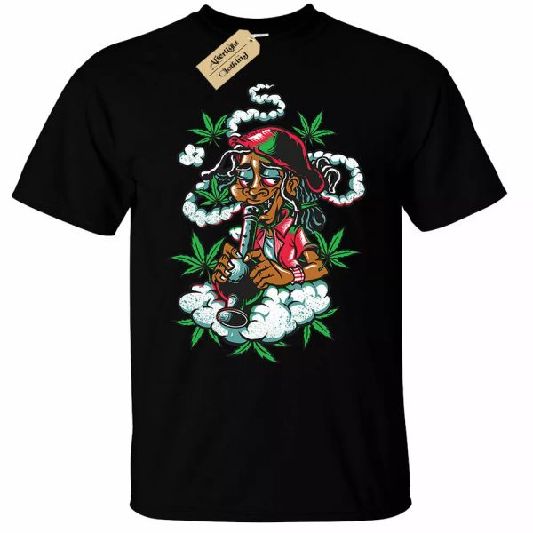 

jamaicano camiseta hombre rasta hierba alto humo bong regalo, White;black