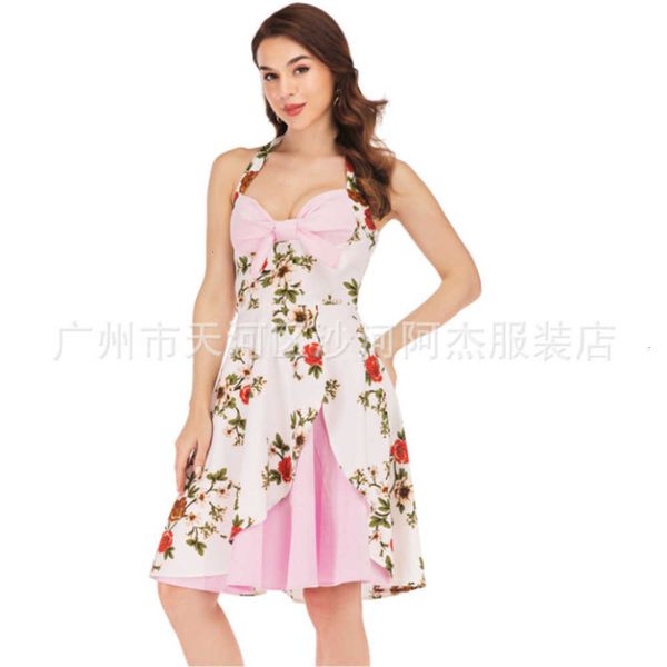 

dresses large women's casual hanging neck v-neck print swing drs, Black;gray