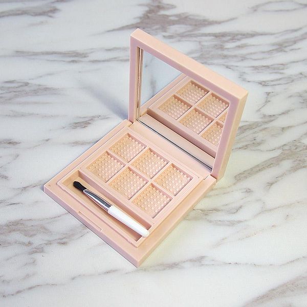 

storage bottles & jars 30pcs/lot pink empty square 4 6 grids eyeshadow case cosmetic lipstick container with mirror brush aluminum pan powde