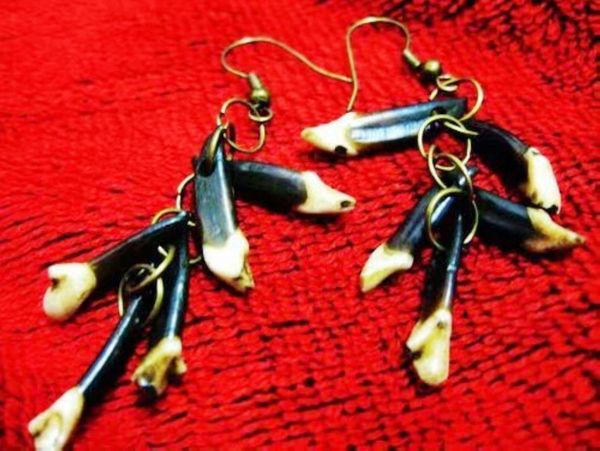 

12 pair creative handmade tooth rock earring jewelry, Golden;silver