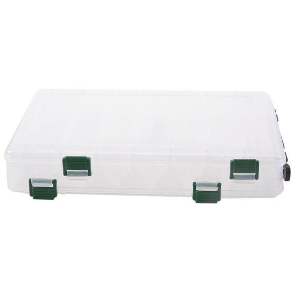 

27*18*4.7cm fishing tackle double sided plastic lure box 14 compartments accessories