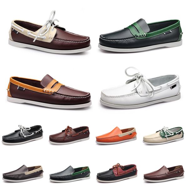 Homens casuais sapatos mocassins sapatilhas de couro baixo baixo corte clássico multicolor triplo preto roxo gr