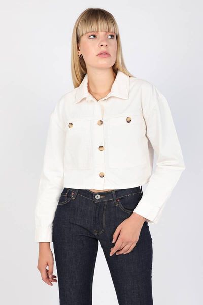

women's jackets pocket detail crop jean coat ecru, Black;brown