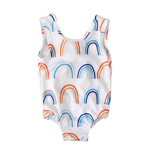 1-5y verão criança criança criança meninas swimsuit arco-íris bodysuit swimwear crianças beachwear banhos de banho 210515