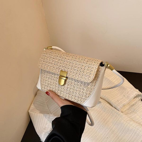 

evening bags retro women summer patchwork small flap shoulder pu leather woven underarm bag handbag tote vintage