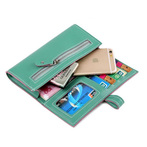 

wallets pu leather long wallet for women many departments female clutch lady purse zipper phone pocket card holder, Red;black