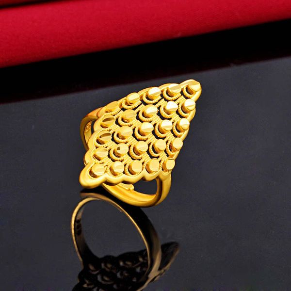 

women's hollow 24k gold plated cluster rings njgr065 fashion wedding gift women yellow gold plate jewelry ring, Golden;silver