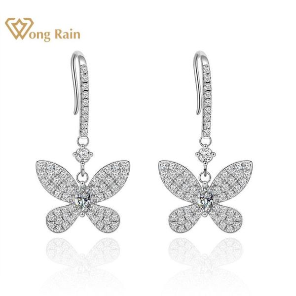 

dangle & chandelier wong rain luxury 100% 925 sterling silver created moissanite gemstone drop butterfly earrings fine jewelry gift wholesal