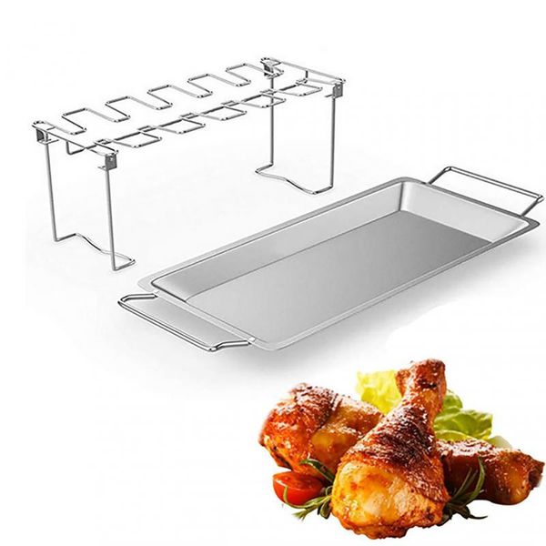 

tools & accessories stainless steel barbecue chicken leg rack foldable bbq grill kitchen oven baking shelf household outdoor cooking