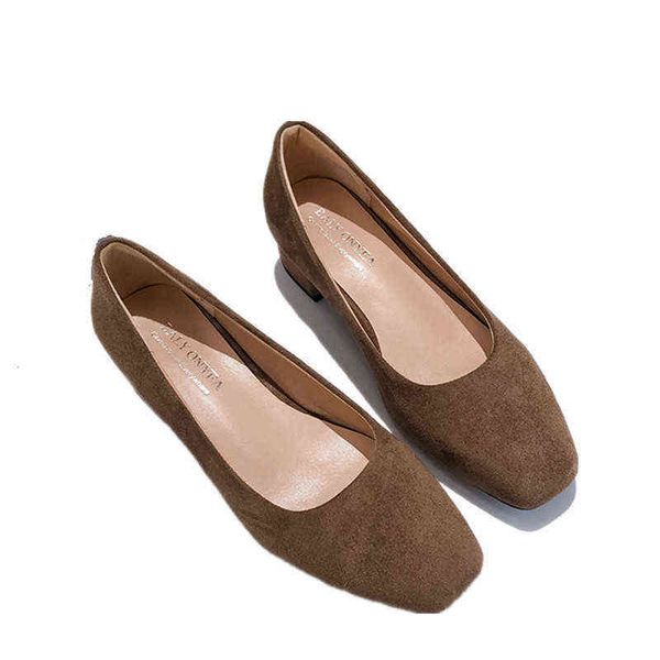 

black round head thick heel sho high heels spring french girls' profsional suede work women's