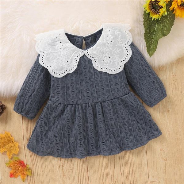 

girl's dresses 3month-3year infant baby girls casual long sleeve cotton dress,casual sweet fashion solid color doll collar knitted a-li, Red;yellow
