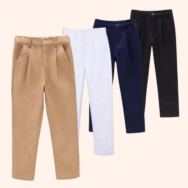 

trousers casual teenage school uniform kids boys cotton suit pants spring pupil solid color fall children preppy style costume, Blue